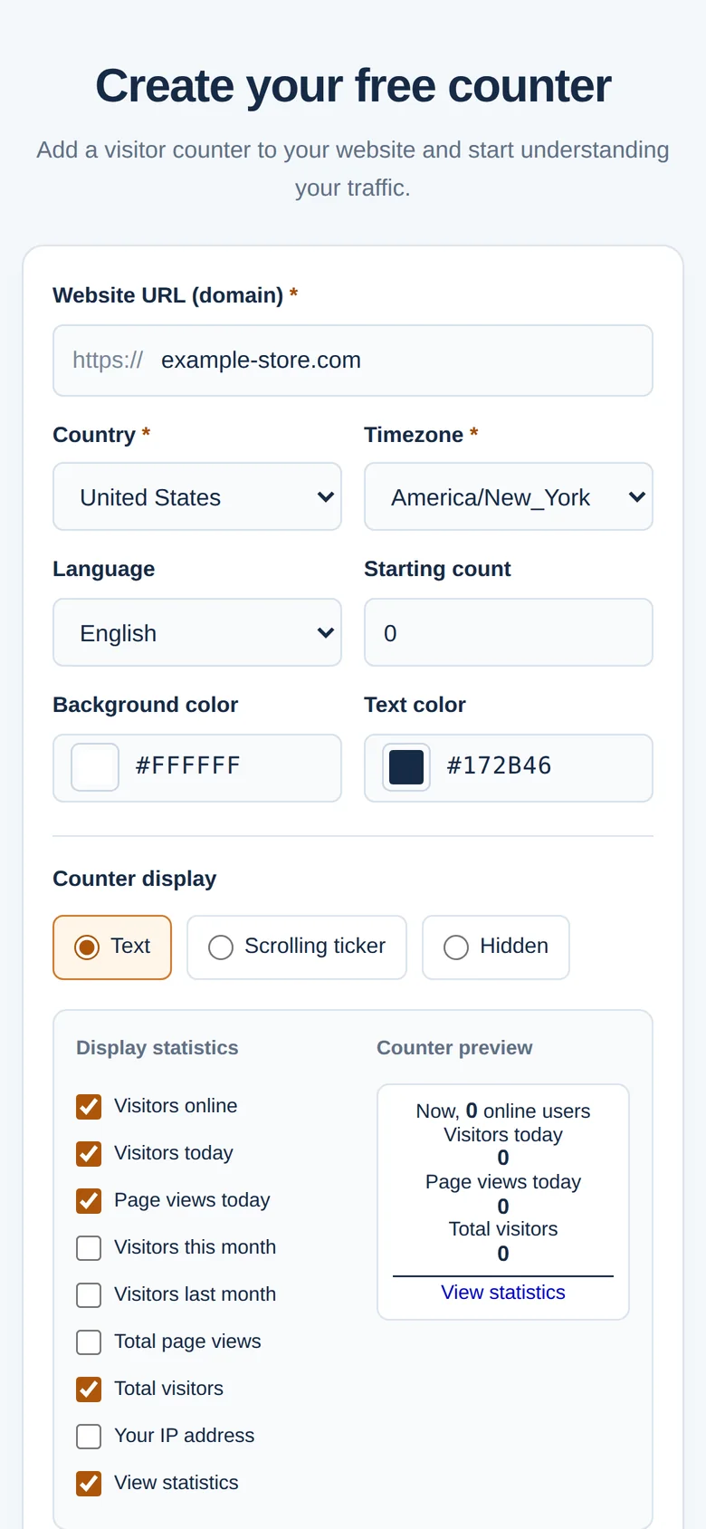 Formularul de creare pe un telefon